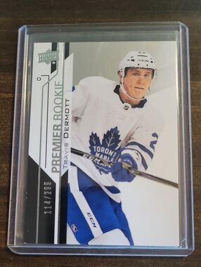 2018/19 Toronto Maple Leafs Travis Dermott Premier Rookie Card - White/Blue